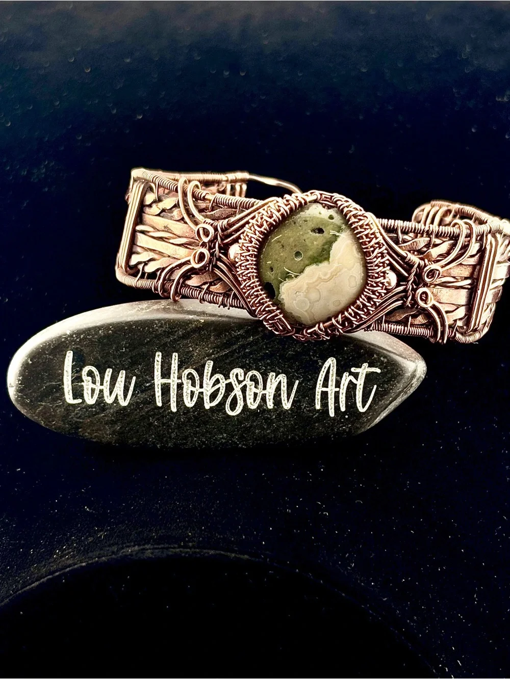 HANDMADE Jasper Wire Wrapped Copper Statement Bracelet, Unisex Jewelry Gift